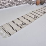 Vintage White Antique Hemp Kilim Runner sku3885