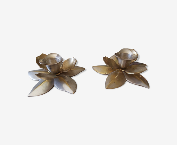 Paire de bougeoirs fleur vintage