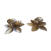 Pair of vintage flower candlesticks