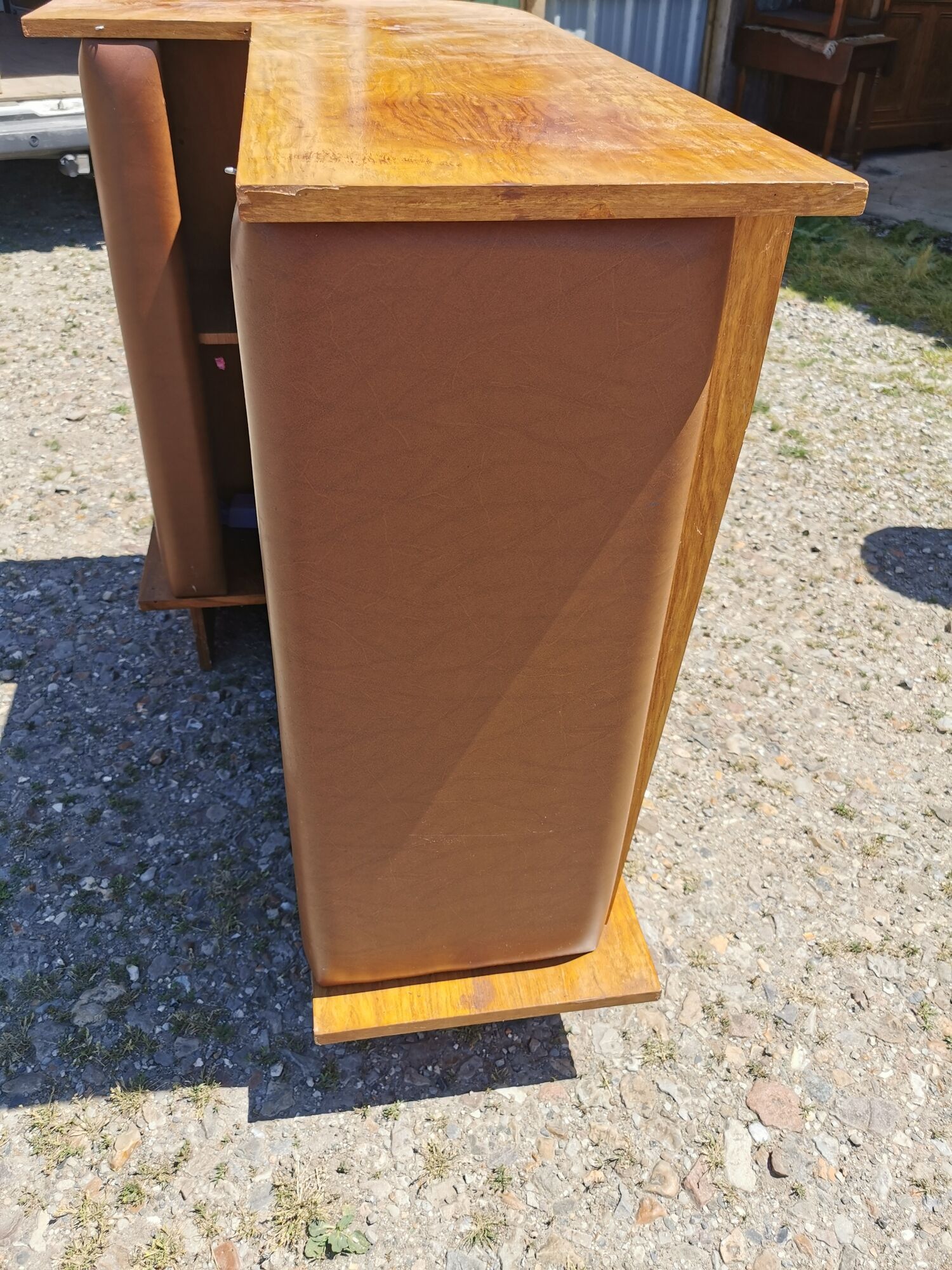 Corner bar and old stool from the 60s/ 70s, seventies skaï, vintage