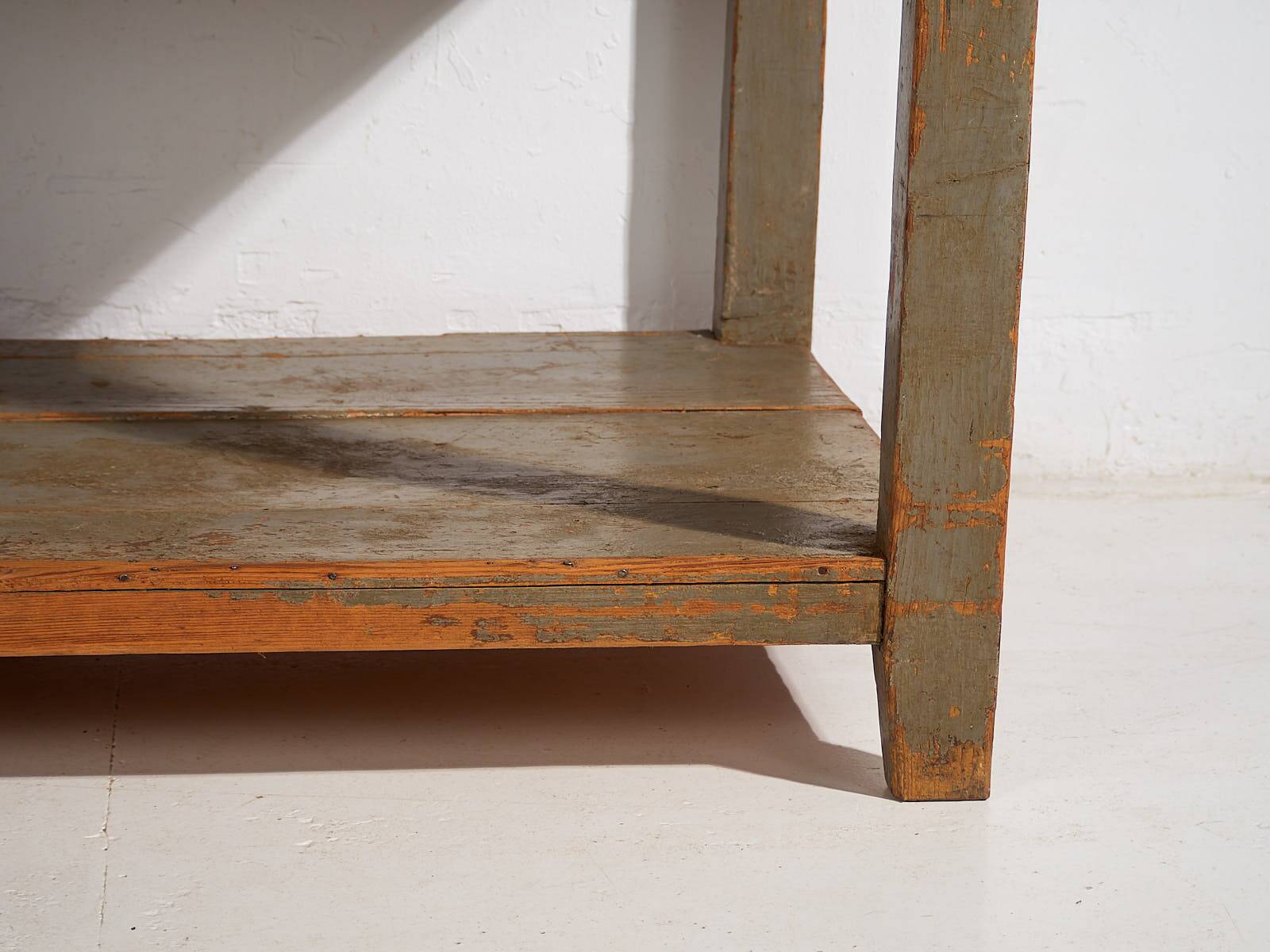 Antique olive green work table (c.1920) #15