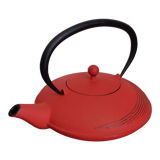 Flat Japanese teapot in red cast iron