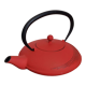 Flat Japanese teapot in red cast iron
