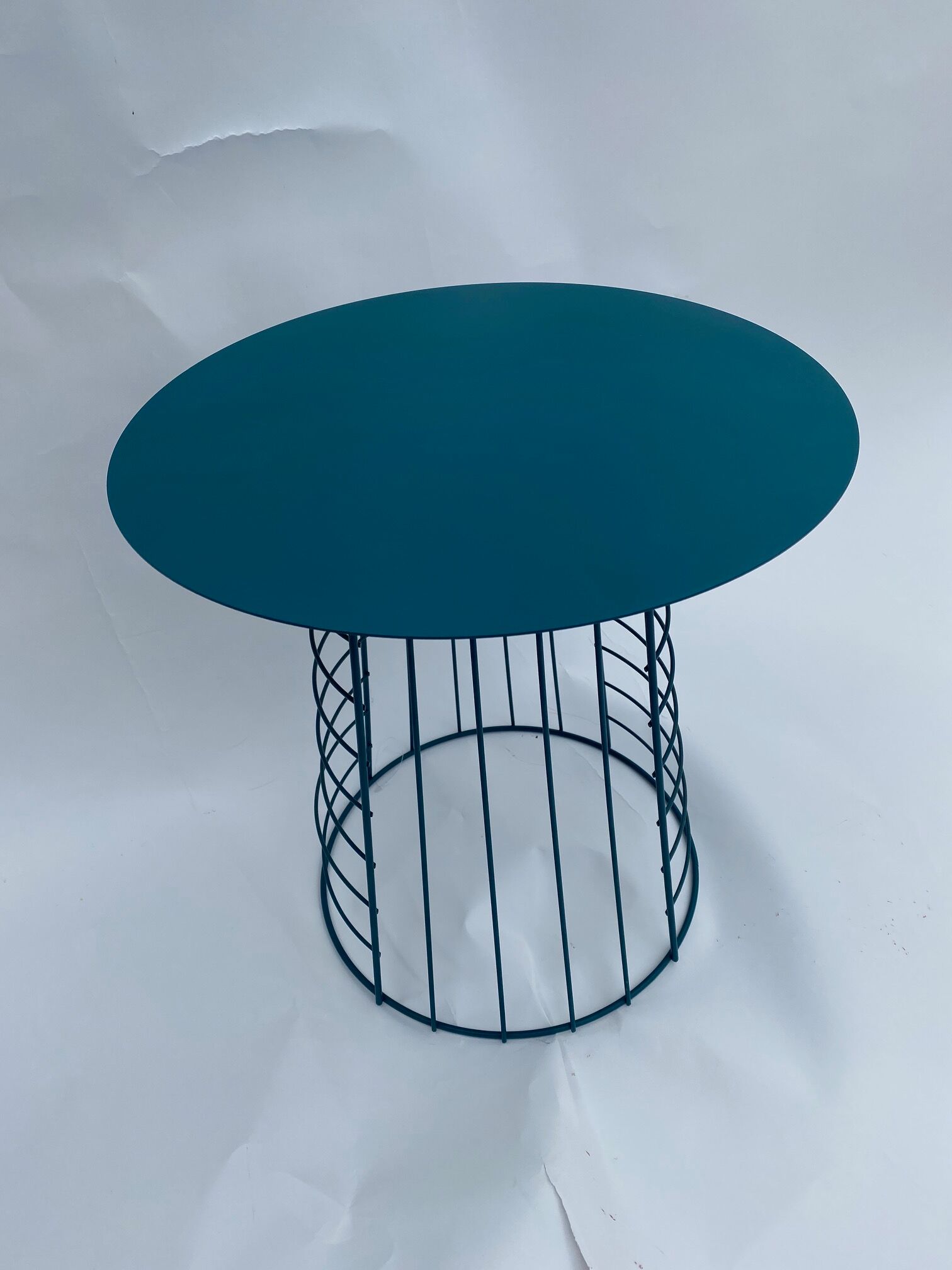 Peacock blue Disc side table