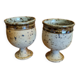 Ensemble de 2 verres à pied en grès pyrité La Borne