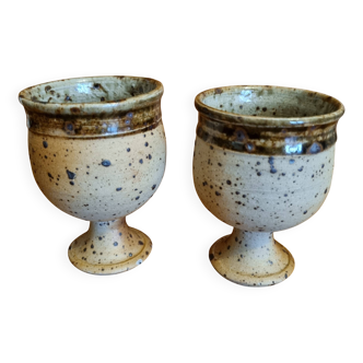 Set of 2 La Borne pyrite stoneware stemmed glasses