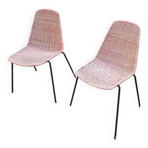Paire chaises salle - manger rotin