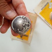 Antique furniture knob, old silver, Louis XV style