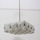 Vintage glass and chrome steel suspension Kamenický Šenov 1970s Czechoslovakia