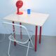 Foldable table with red checkered pattern from the 80s.