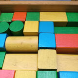 Walking trolley with multicolored wooden cubes