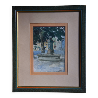 Hippolyte Léty, Fountain in the square at Meyssiez (Dauphiné), 1943