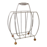 Wine magazine rack in metal and wood