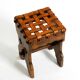 Beautiful 1940s oak stool with a seat made of leather straps