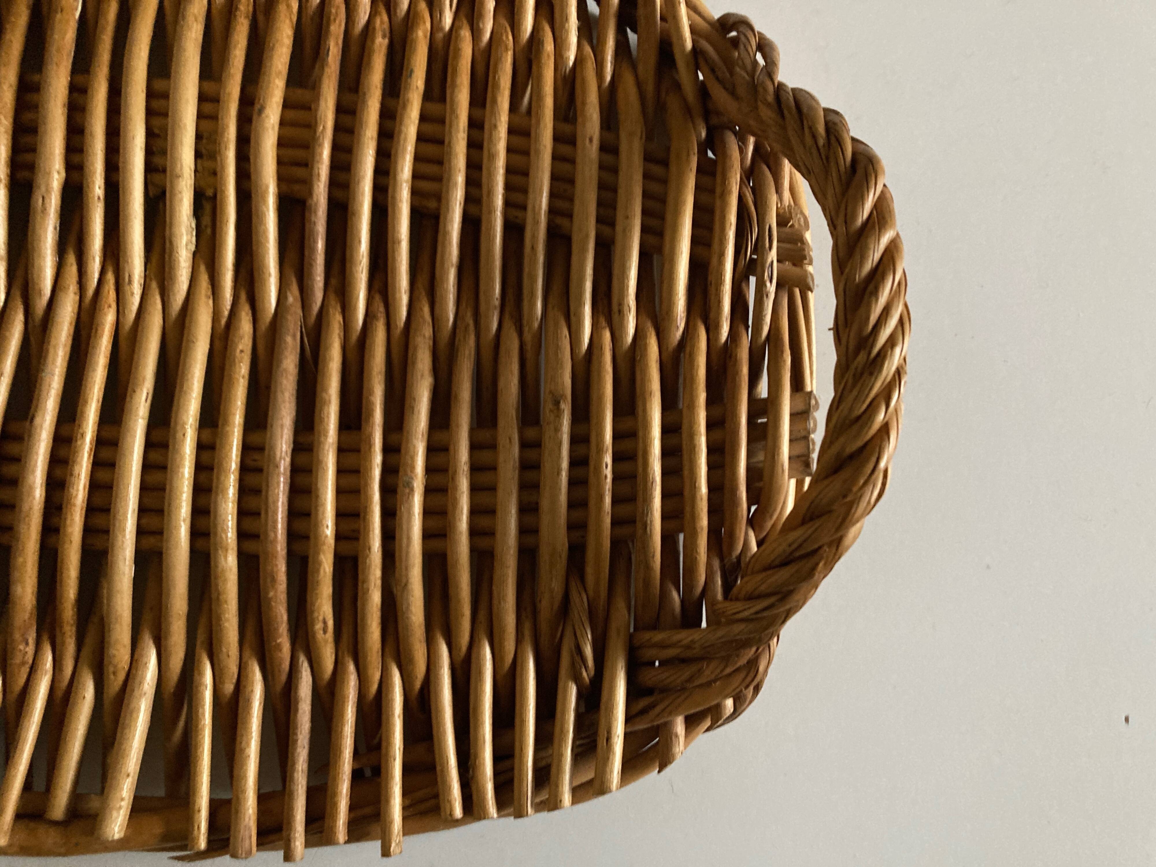 Woven wicker cheese board 1970