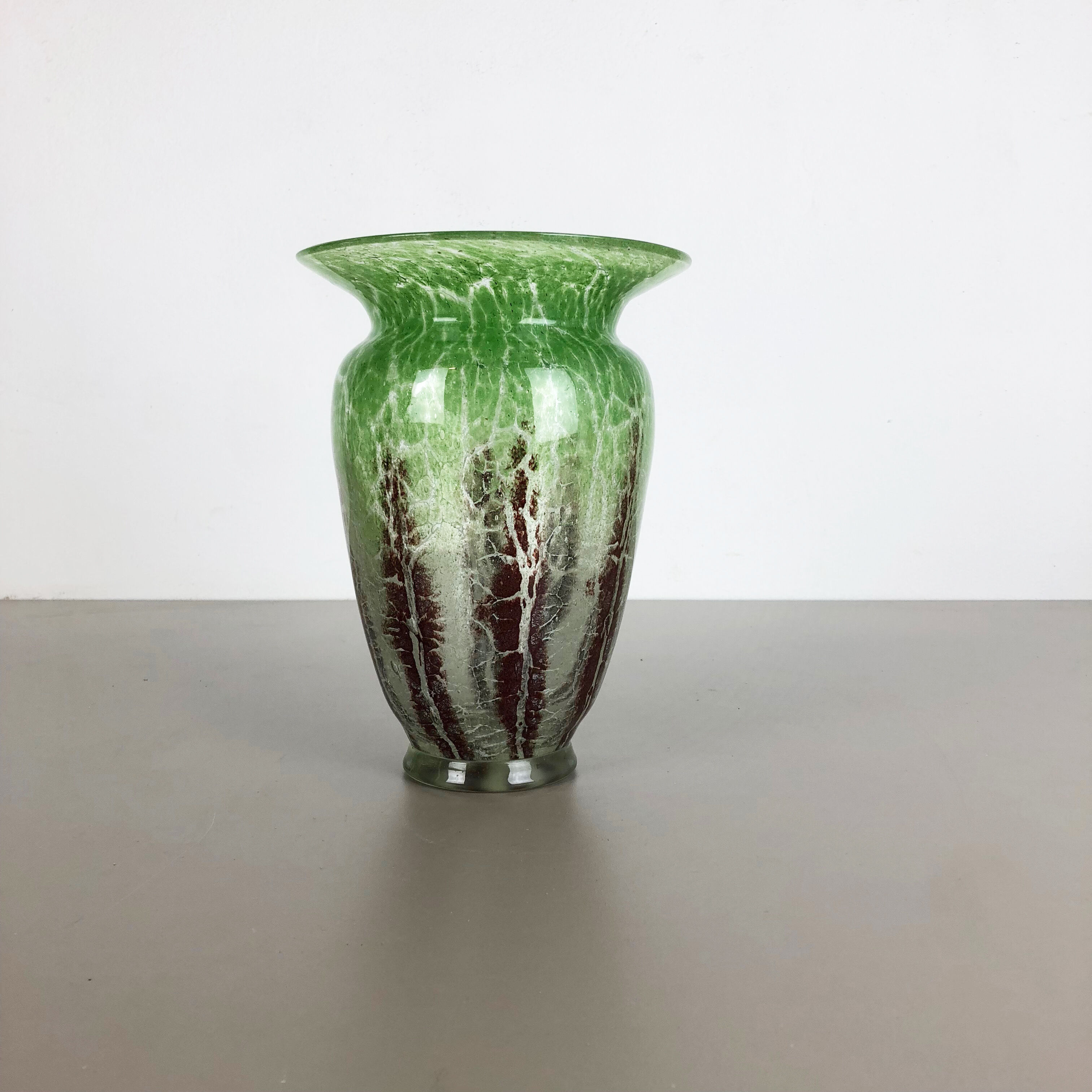 German glass vase by Karl Wiedmann for WMF Ikora, 1930s Bauhaus Art Deco