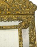 Antique Cushion Mirror Repousse Mirror Facet France 19th Century