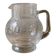 Vintage blown glass pitcher with bubbles, transparent.