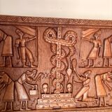 Ancient Carved Panel Bas Relief Sculpture Benin Dahomey Ritual Scene