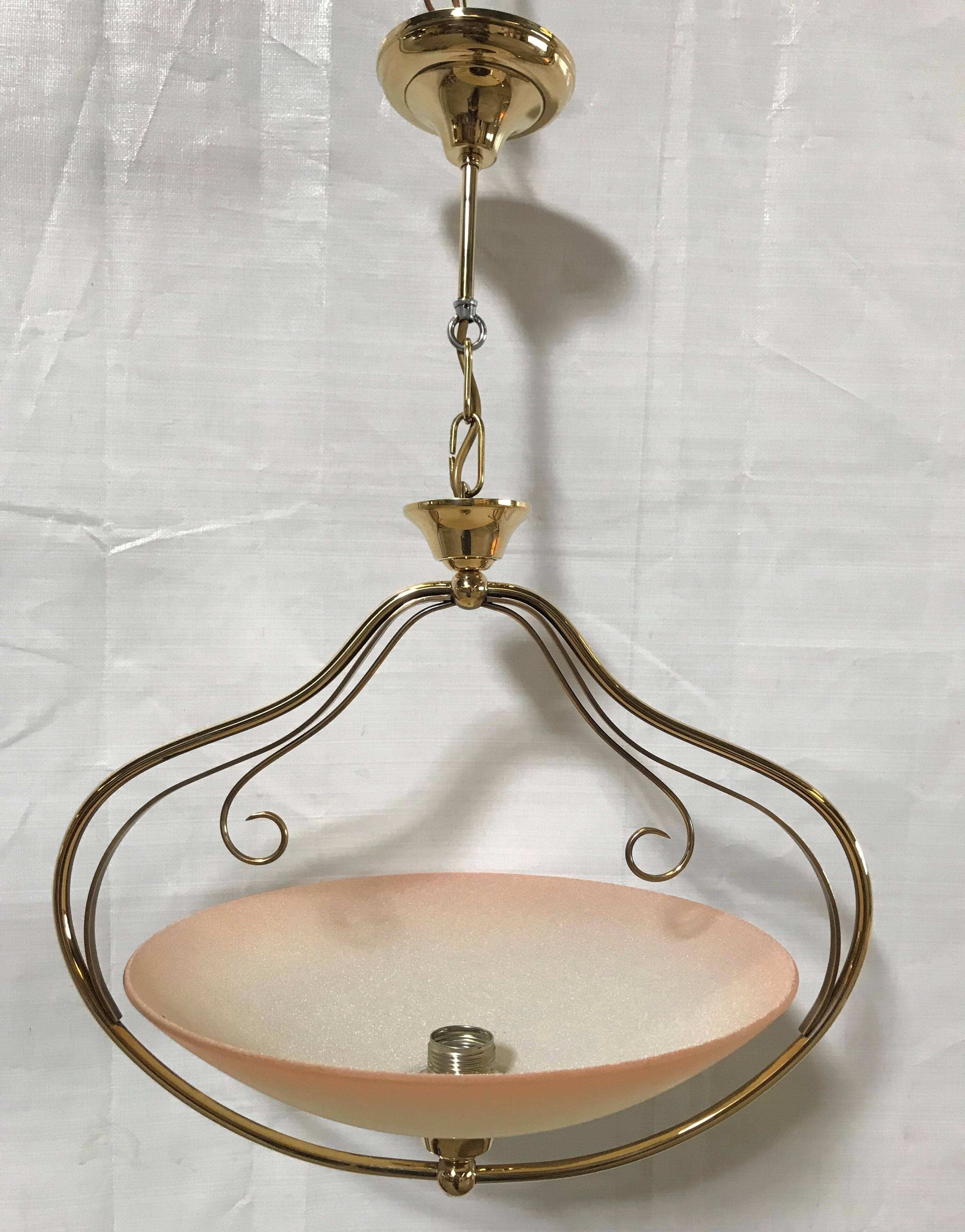 Early 20th Century Art Deco Style Brass Chandelier