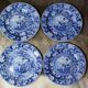 Set of 4 cobalt blue English dessert plates