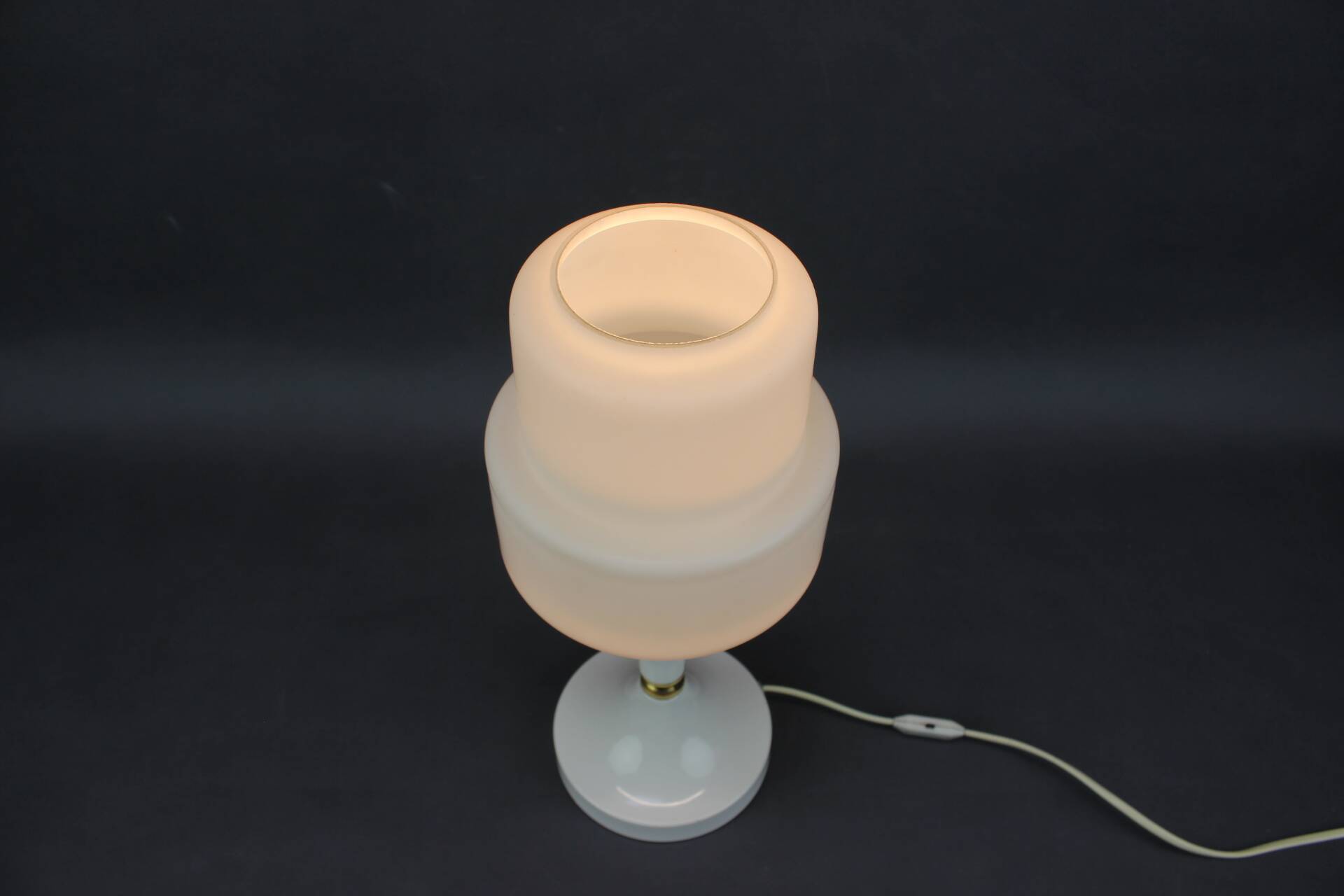Opaline Glass and Brass Table Lamp Drukov Brno, Czechoslovakia, 1970s