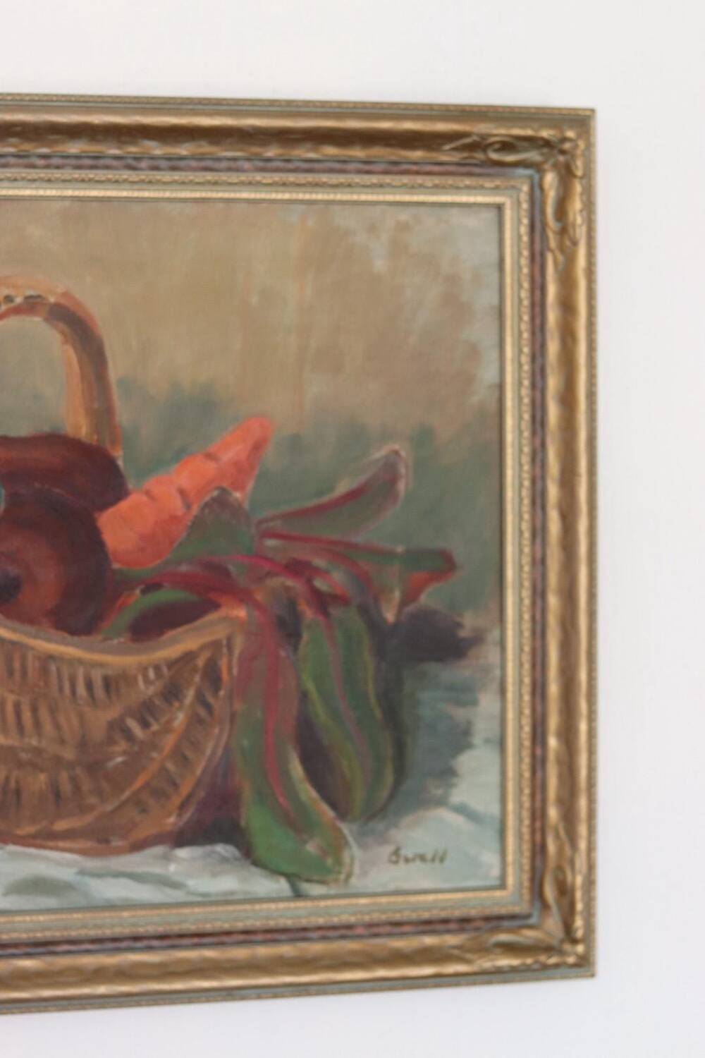 Original Swedish Oil on Canvas “Vegetable Basket” – G Wald Vintage