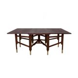 Midcentury Dining Table, Teak Wood, Brass Elements, Norway, 1950s
