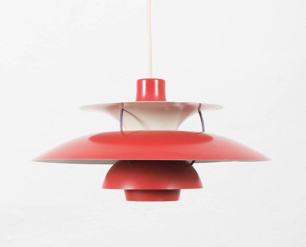 Lampe PH5 rouge vintage par Poul Henningsen pour Louis Poulsen