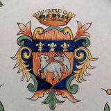 Malicorne earthenware plate with Rouen Beatrix Pouplard coat of arms