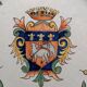 Malicorne earthenware plate with Rouen Beatrix Pouplard coat of arms