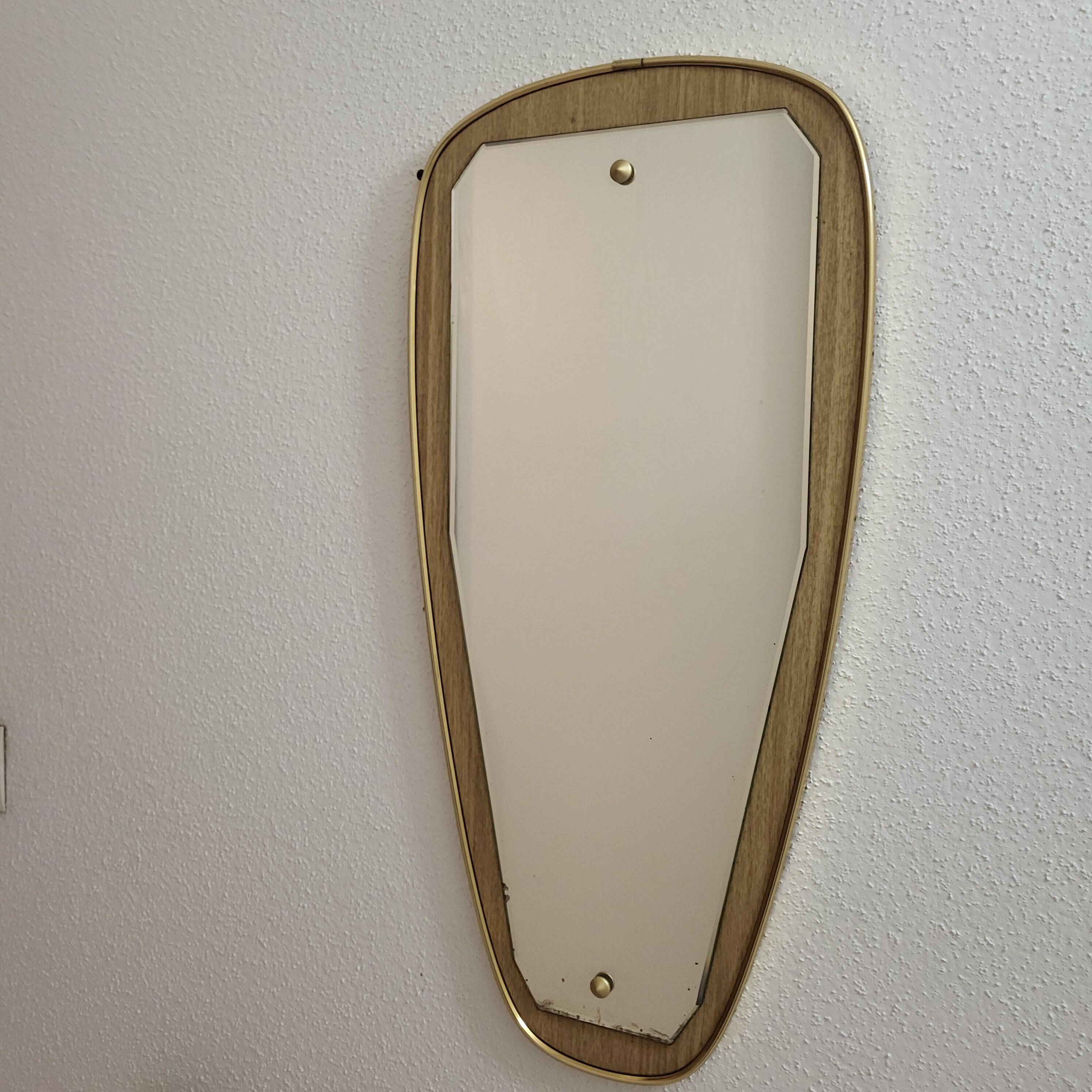 Miroir scandinave en formica et verre biseauté, 1950,60