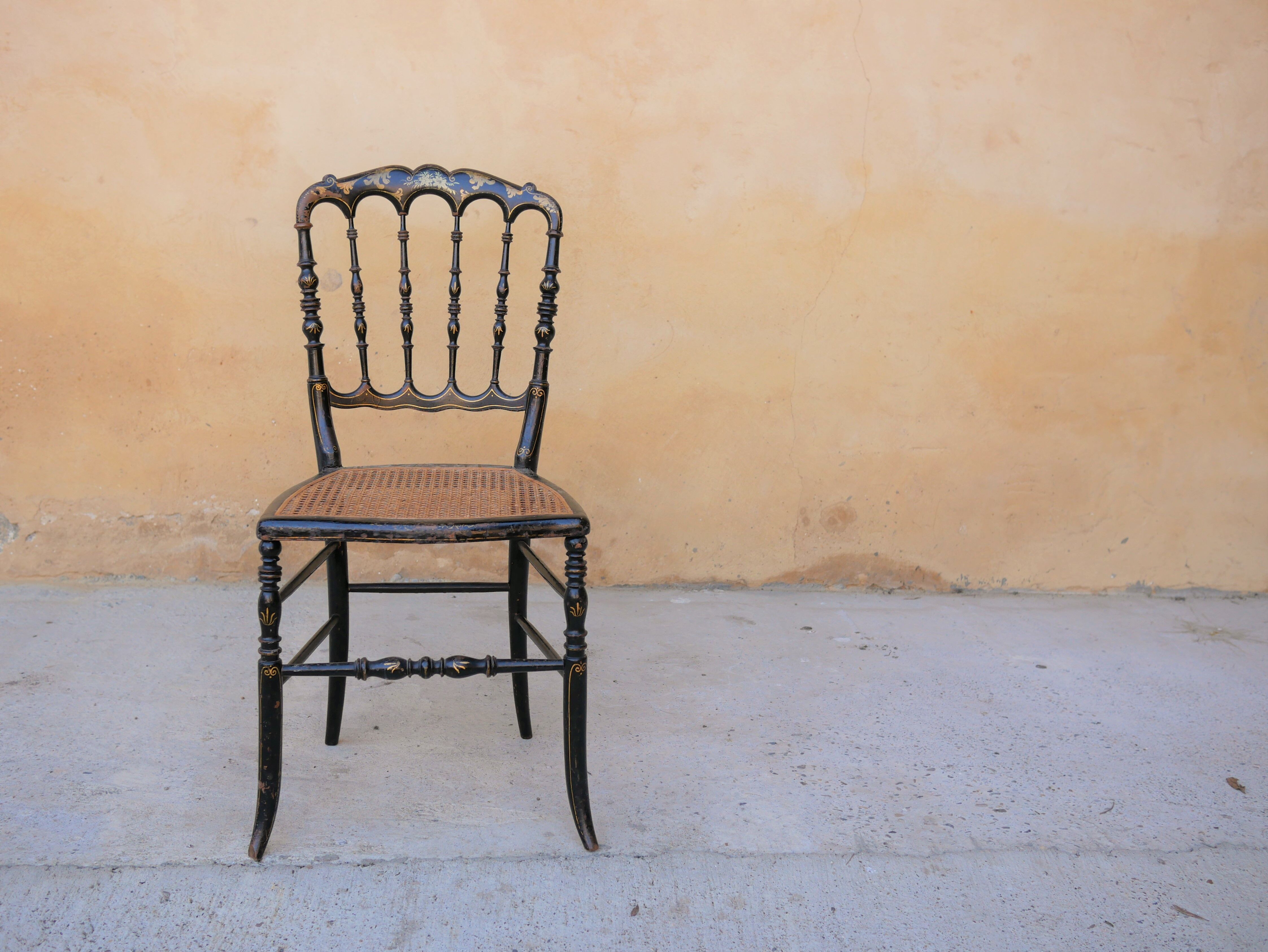 Napoleon III wooden and canning chair, 1920s