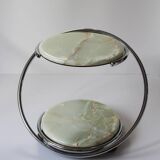 Space Age green onyx and chrome table