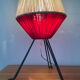 Lampe tripode en métal et laine années 50