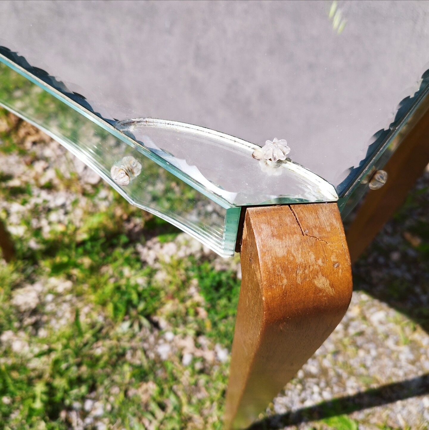 Table console art déco miroir pieds galbés vintage