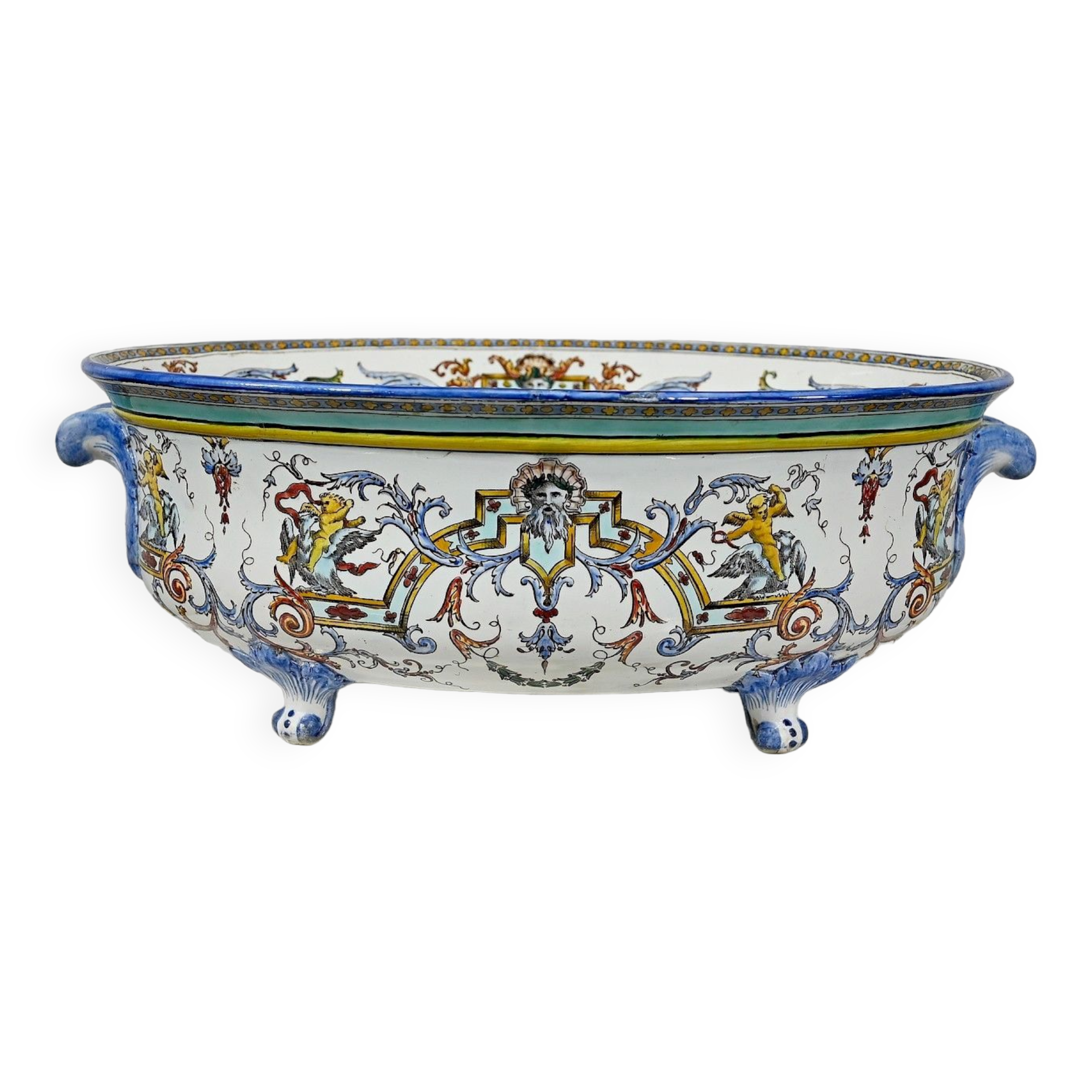 Gien earthenware planter, renaissance style – early twentieth century