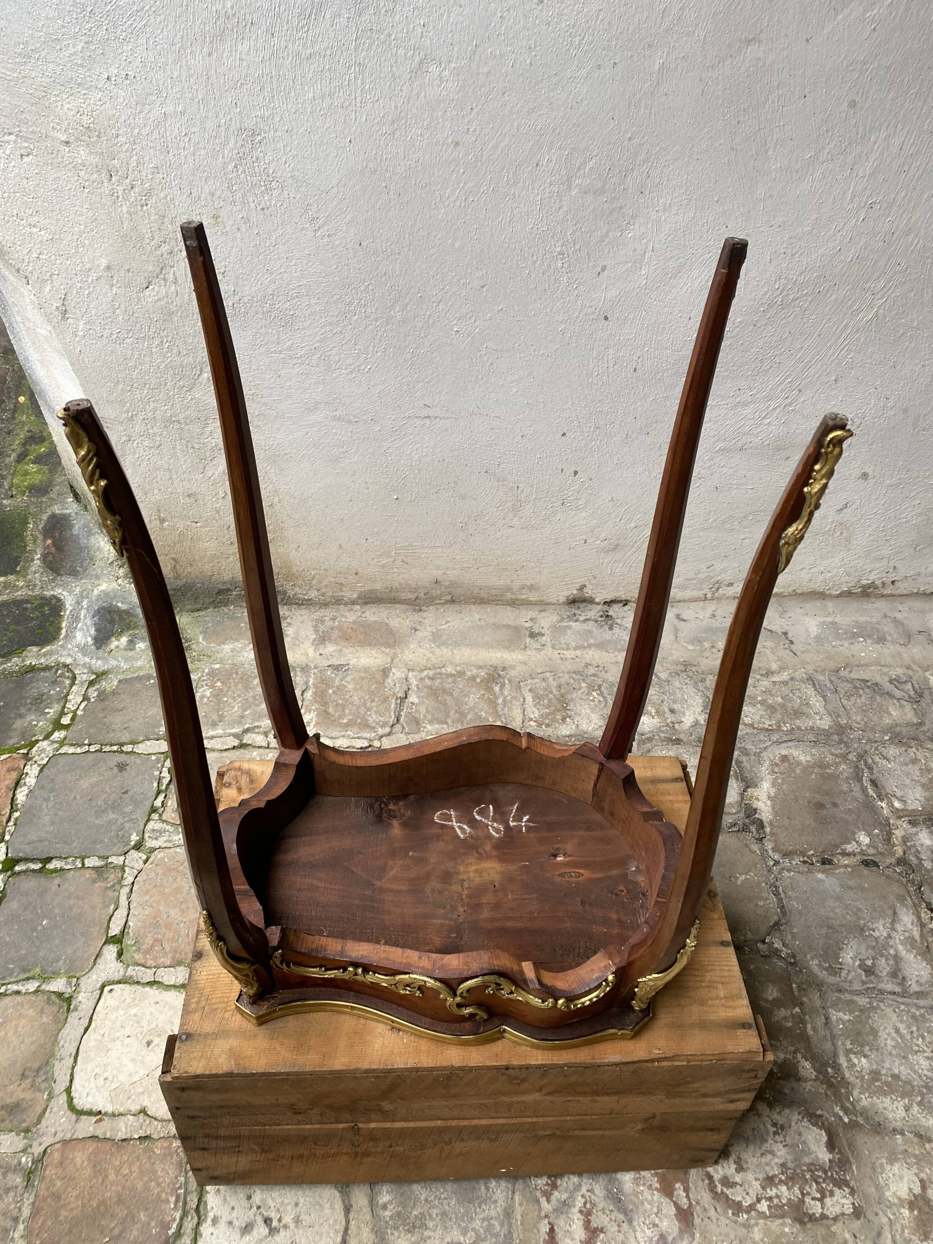 Napoleon III kidney table in Louis XV style with marble top