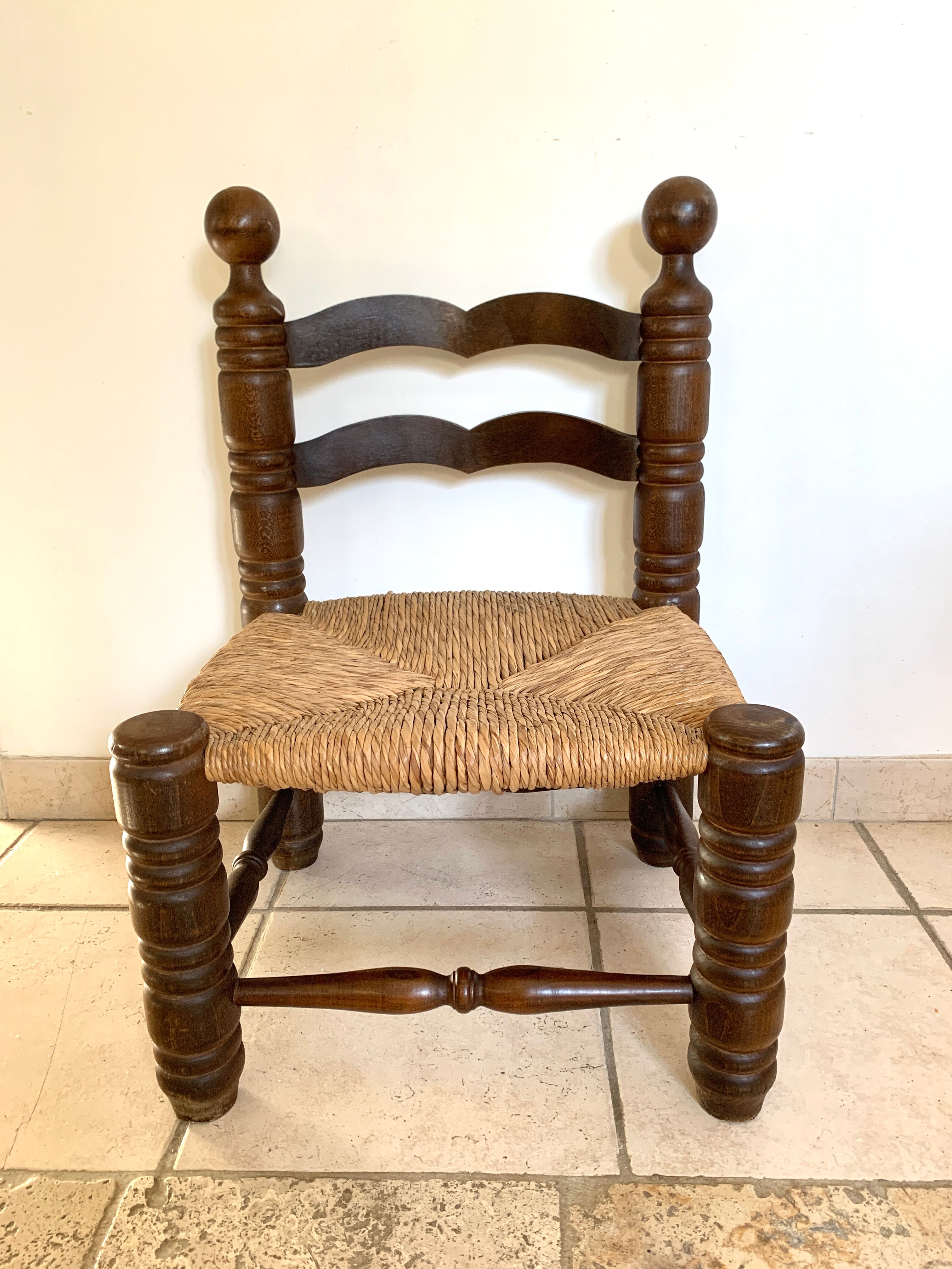 Solid oak low chair