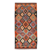 Geometric Pattern Multicolor Wool Kilim Rug, 192x256 Cm