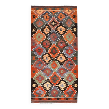 Tapis Kilim en laine multicolore à motifs géométriques, 192 x 256 cm