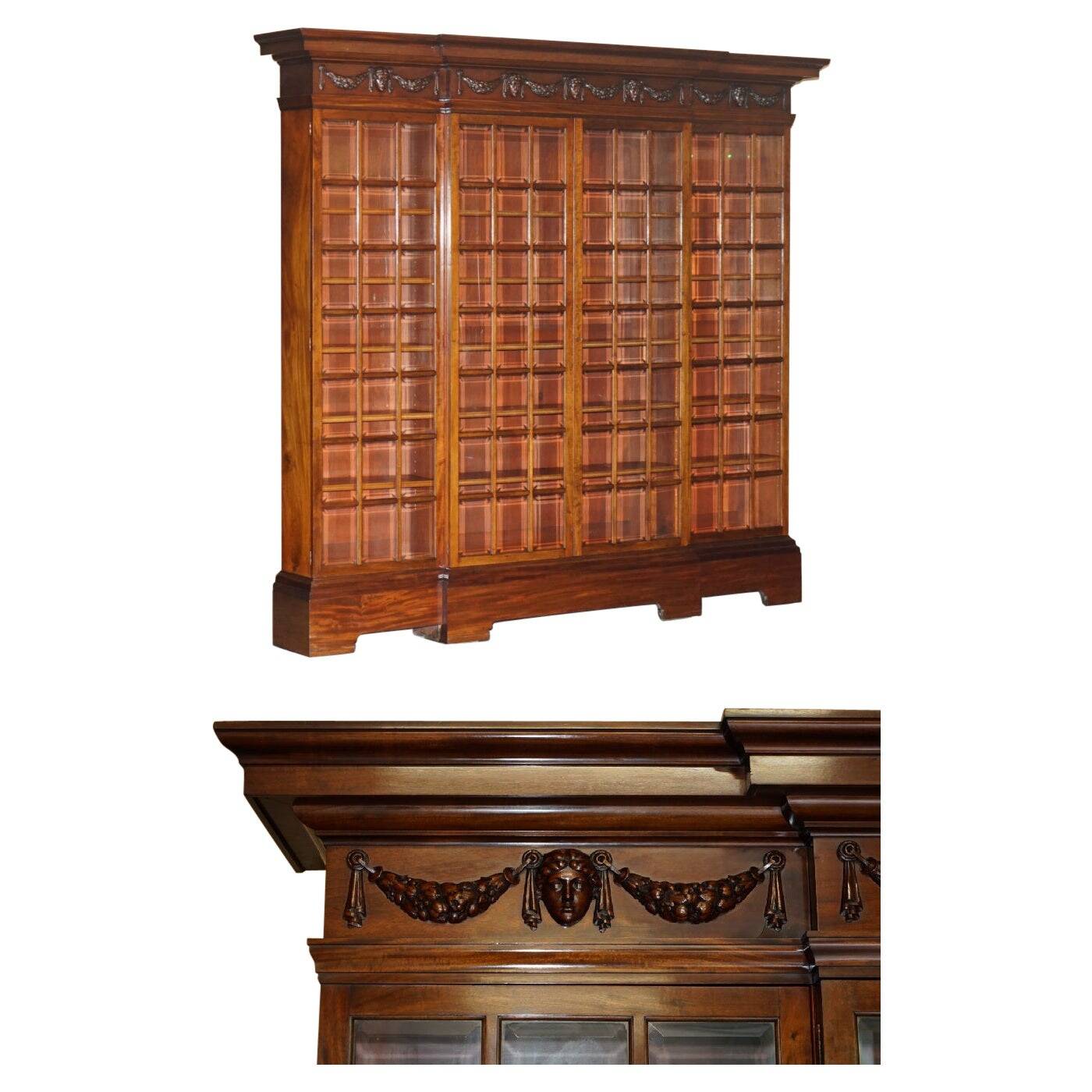 Monumental glass library in Victorian hardwood.