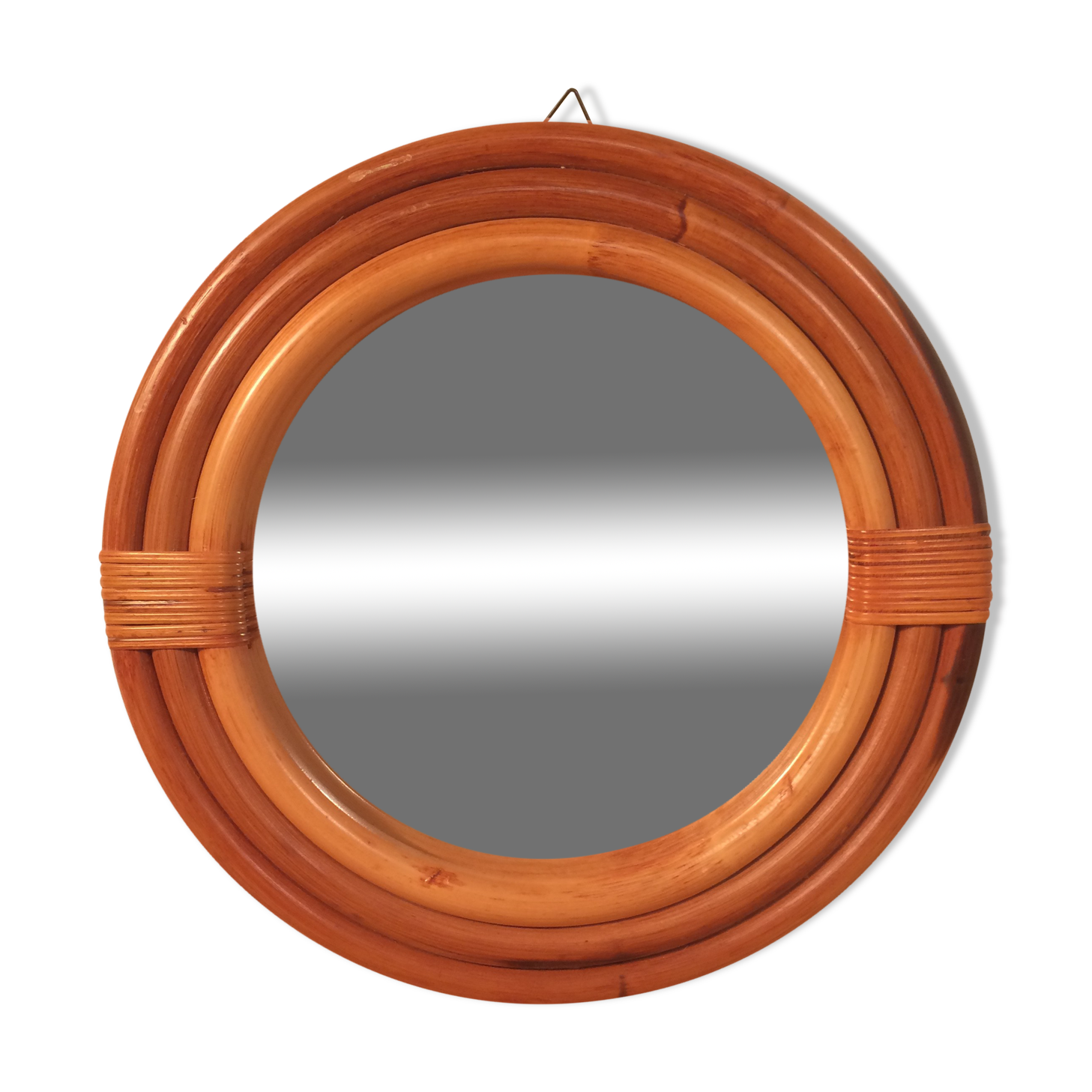 Round rattan mirror 30 cm