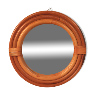 Miroir rond rotin 30 cm