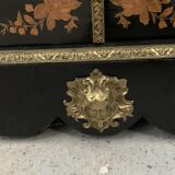 Meuble Napoléon III en bois noir et marqueterie de bois clair XIX siècle