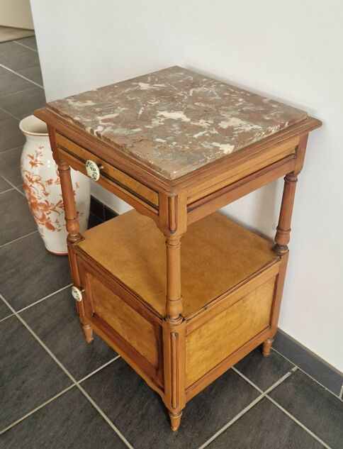 Louis Philippe style bedside table in cherry and ash wood