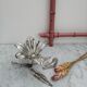 Silver metal flower ashtray