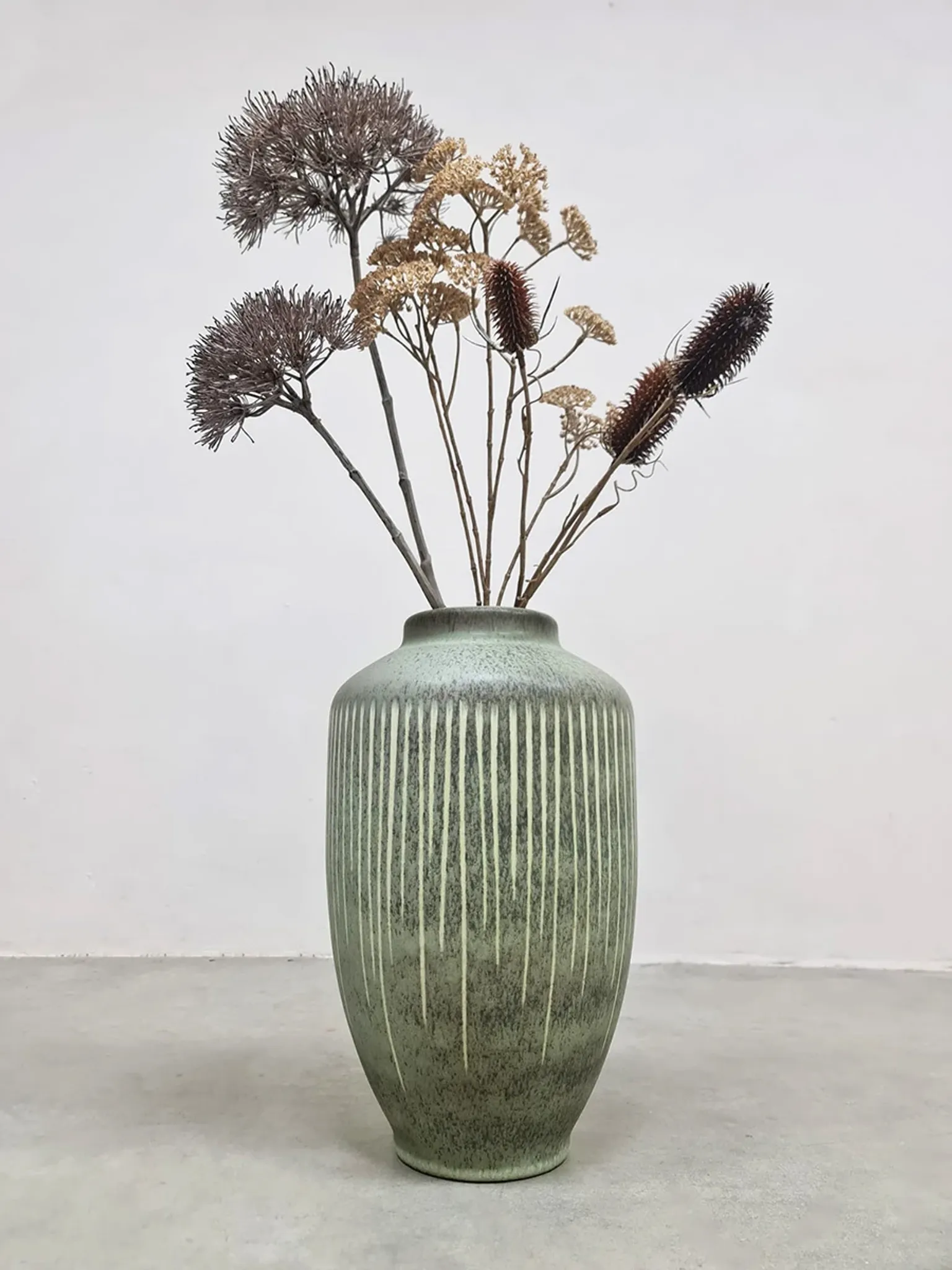 Vintage ceramic textured vase Steuler 'Nature green'