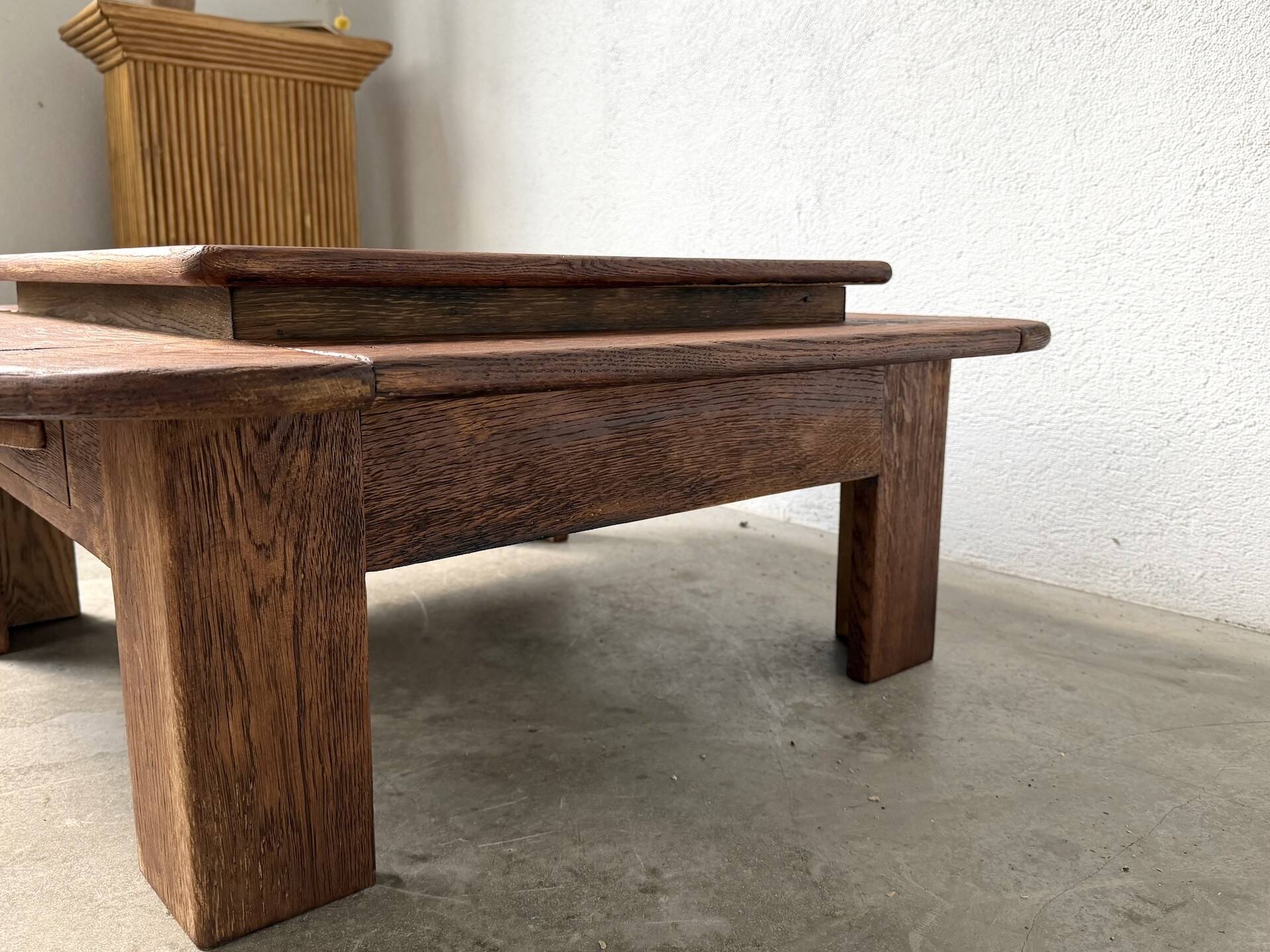 Oak coffee table with a double top