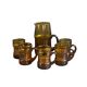 Amber textured glass water service, 1 jug + 5 glasses - Ref 1399